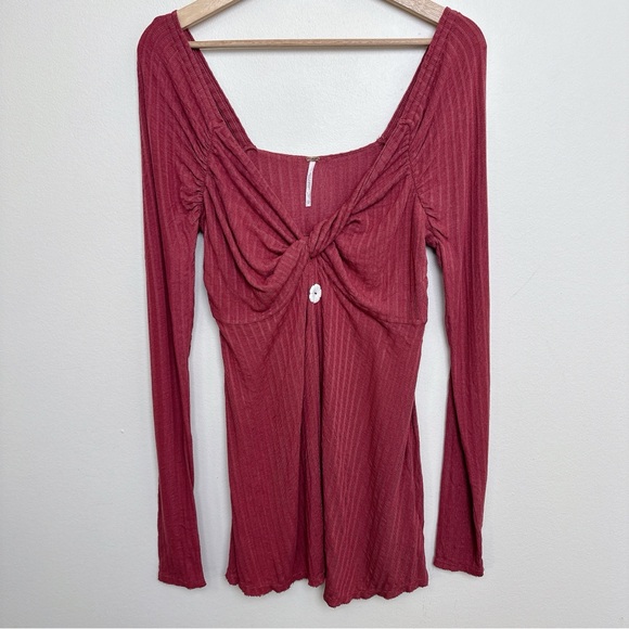 Free People Womens Large Ruby Tunic Long Sleeve Twist Front Open - Picture 2 of 14